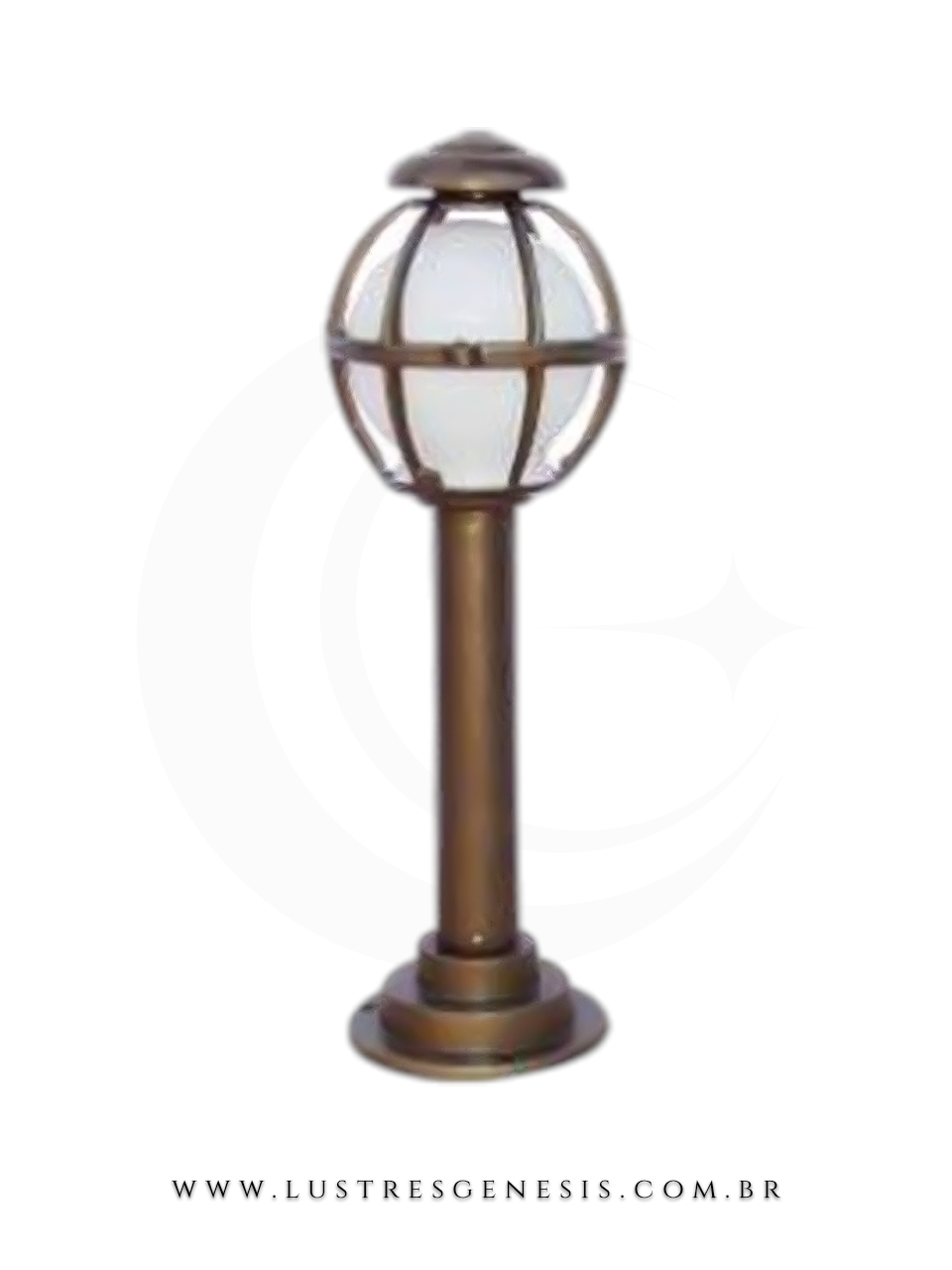 Poste Balizador de Jardim Externo 57cm Globo Branco e em Alum&iacute;nio Fundido Cl&aacute;ssico para Fachada, Muro, Garagem e &Aacute;rea Externa Gourmet
